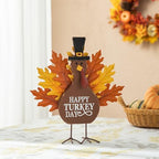 Glitzhome 12”H Thanksgiving Turkey Figurine Decor, Wooden Metal Turkey Table Decoration Decorative Happy Turkey Day Decorations, Fall Harvest Thanksgiving Indoor Home Decor by Glitzhome
