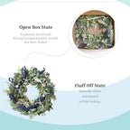 20 Inch Nautical Artificial Wreath with Starfish & Seashells Blue Berry Eucalyptus Wreath for Front Door Coastal Summer Home Decor for Wall/Fireplace - Image 4