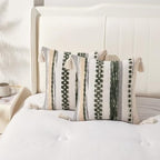 Boho Throw Pillow Covers Tufted Farmhouse Pillowcase with Tassels - Image 5