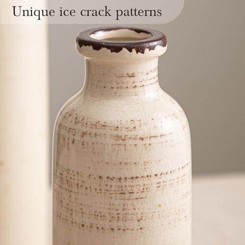 Ceramic Vase Set of 3 White, Ice Crackle Bud Vases for Flower Centerpieces - Image 4