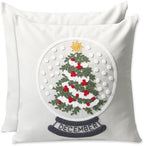 Set of 2 Christmas Throw Pillow Covers Embroidery Farmhouse Decorations Holiday Decor Throw Cushion Case for Winter Home Couch (Christmas Tree) by Pilmandu