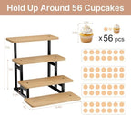 Cupcake Stand for 50 Cupcakes 4 Tiered Tray Stand for Food Cookie Wooden Dessert Display Risers for Party Wedding Buffet Stepped Risers Display Stands for Vendor Farmers Market Display, Oak - Image 2