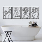 Bakovity Black Metal Wall Art, Abstract Flower Line Decor, 4pcs 17x12 in - Image 7