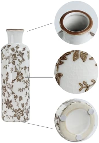 Brown Ceramic Vase Set of 3, Vintage Brown Floral Vases for Home Decor - Image 3