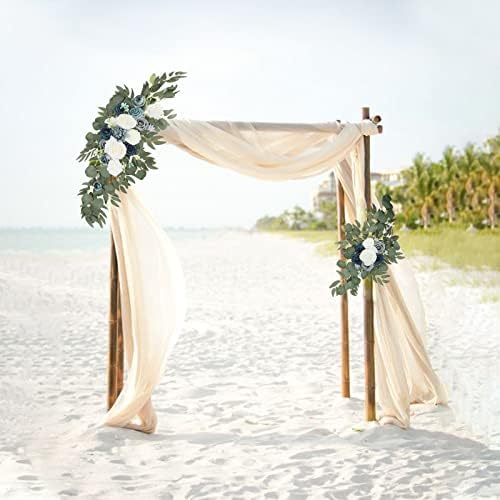 Artificial Wedding Arch Flowers Kit, 2 Pcs Garlands Silk Peony Flower Swag, Rustic Artificial Eucalyptus Greenery Floral Swag, Artificial Floral Garland Wreath for Wedding Ceremony Party Home(Purple) - Image 5
