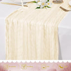 10 Pack Ivory Cheesecloth Table Runner 17"x108" Boho Gauze Fabric Table Runner Vintage Rustic Sheer Runners for Wedding Party Bridal Baby Shower Table Decorations - Image 5