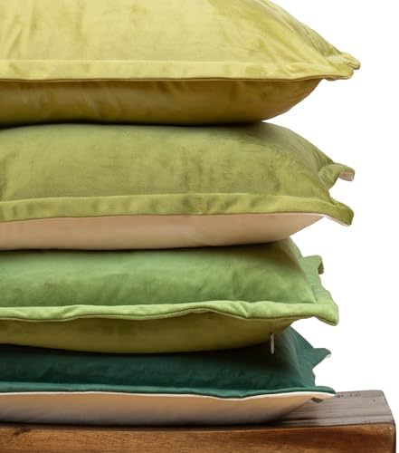 Green Yellow Gold Decorative Throw Pillow Covers, Set of 4, 18x18 Inch Solid Warm Color Velvet Accent Pillow Covers - Image 4