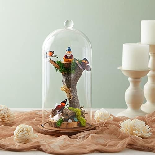 Farmlyn Creek Glass Dome Cloche Display Case - 5.1 x 5.1 x 10 in, Clear Dome & Wood Base - Cloche & Glass Cover - Succulent & Collectible Display - Image 4