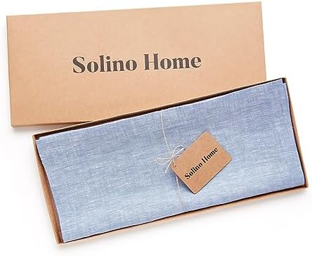 Solino Home 100% Pure Linen Table Runner Chambray Blue, Athena 14 x 60 in - Image 6