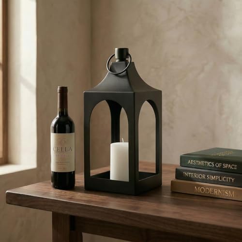 MOZEAL 20" Large Grace Spire Floor Lantern - Black Heavy Metal No Glass - Rust-Resistant, in/Out Use, for Fireplace/Patio/Entryway/Porch - Vers Event/Home - Vintage Holder for Pillar/LED Lights - Image 5