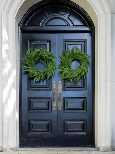 24’’ Real Touch Christmas Wreath, Artificial Cedar Wreath for Front Door - Image 5
