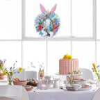 Easter Wreaths for Front Door with Lights,Easter Door Wreath,Easter Mesh Wreath,Bunny Spring Colorful Easter Decorations Holiday Ornament for Home Indoor Outdoor Supplies (Blue Bunny Butt) - Image 2