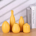 Yellow Ceramic Bud Vases Set of 5, Farmhouse & Fireplace Decor, Multipurpose Home Decoration for Living Room, Entrance, Bathroom, Kitchen & Office, Coffee Table Decor, Bulk Bud Vases - Image 3