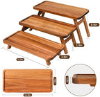 GEHE 3 Tier Serving Tray Acacia Wooden Tiered Tray Stand Foldable Dessert Table Display Set Decor Charcuterie Boards for Party, Birthday, Wedding, Christmas - Image 2