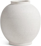 White Ceramic Vase - Large 13.5 Inch Round Floor Vase for Centerpieces, Farmhouse Flower Vases, Rustic Minimalist Home Decor (Sandstone White) - Image 6