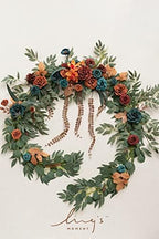 Ling's moment Teal Blue Artificial Flower Garland Fall Wedding Arch 9 FT - Image 6