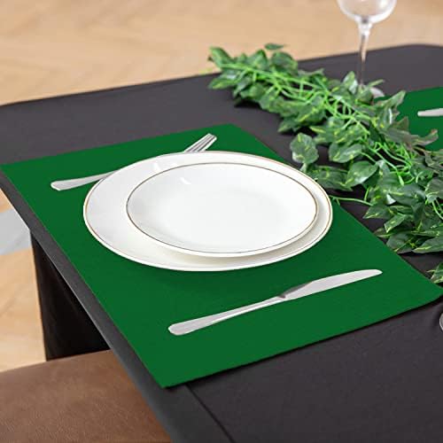 Cloth Green Placemats Set of 8, Linen Type Fabric Placemats Machine Washable Heat Resistant Placemats Polyester Place Mats for Halloween, Thanksgiving and Christmas Dining Table (Forest Green) - Image 5