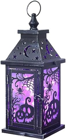 Halloween Decorations Indoor, 14.7" Decorative Spider&Pumpkin Candle Lantern with 78" LED Lights(8 Modes), Hanging Spooky Halloween Lanterns, Outdoor Home Room Door Party Decor by DECORKEY