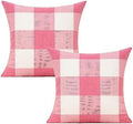 VAKADO Pink White Outdoor Farmhouse Buffalo Plaids Decorative Throw Pillow Covers Retro Checked Square Cushion Cases Classic Coffee Check Home Decor for Couch Sofa Patio 26x26 Inch Pack of 2 by VAKADO