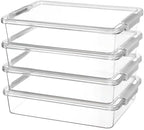 Vtopmart 4 Pack 6 Qt Plastic Storage Bins with Lids, Sensory Bins, Grey by Vtopmart