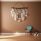 5 Pack Moon Phase Dreamcatcher Set Boho Wall Decor, Boho Macrame Wall Hanging Dream Catchers, for Home, Bedroom, Living Room, Witchy Gifts (Camel) - Image 2