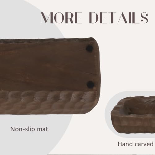 Oakrain Large Wood Dough Bowl, 30" Extra Long Rustic Decorative Bowl, Brown - Image 3