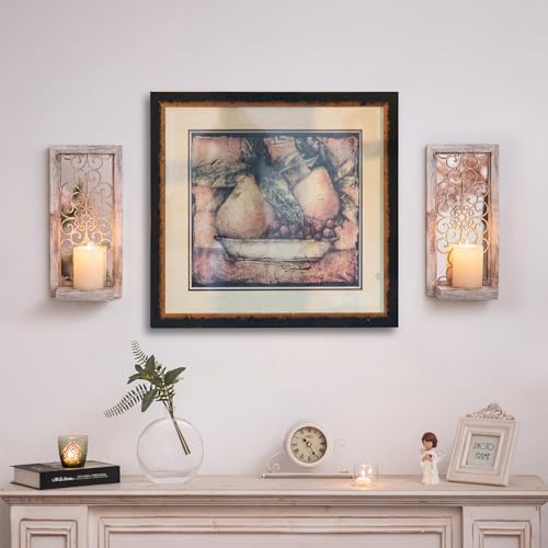Mirrored Wall Candle Sconces Set of 2 with Scrollwork Design - Image 2