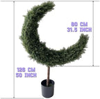 Artificial Crescent Moon Topiary Tree Ramadan Eid Mubarak Decoration Potted Faux Green Plant for Islamic Festival Indoor Home Christmas Decor (120cm/4FT) - Image 2