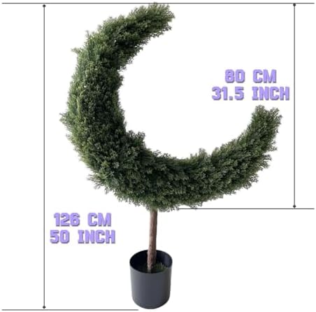Artificial Crescent Moon Topiary Tree Ramadan Eid Mubarak Decoration Potted Faux Green Plant for Islamic Festival Indoor Home Christmas Decor (120cm/4FT) - Image 2