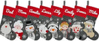 Set of 8, 18" Dia Personalized Gray Christmas Stockings with Embroidery Names, with Holders,Quality Thick Fleece Material Stockings for Family Décor(Set of 8) by YourBestMemory
