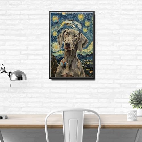 Metal Sign Tin Sign Vintage Wall Art Weimaraner Starry Night Weimaraner Graceful Weimaraner in A Night Sky for Home Lodge and Seasonal Displays Waterproof Aluminum 8×12 Inches with Metal Frame - Image 3