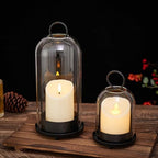 Hurricane Metal & Glass Candle Holder Black Set of 2, Decorative Candlestick Pillar Candle Holder with Clear Glass for Wedding Party Christmas Holiday Dining Table Centerpiece Lanter - Image 5