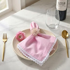 FINGERCRAFT Lace Cloth Napkins, Cotton Linen 12 Pack, 20x20 in, Pastel Rose - Image 2