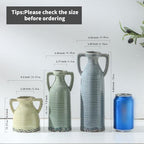 Ceramic Vase Set of 3, Rustic Crackle Farmhouse Vases for Home Decor - Image 2