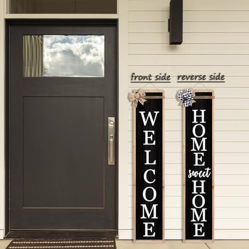 TQianJiang Outdoor 2in1 Welcome Sign for Front Porch Standing 45"X9" Wood - Image 5