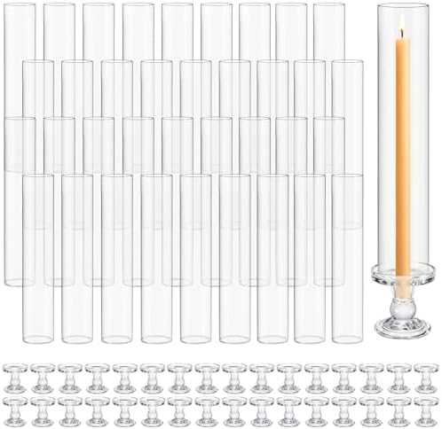 Teenyyou 36 Set Glass Hurricane Pillar Candle Holders Candlestick 12.6" by Teenyyou