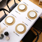 MOSAYT Vinyl Faux Leather Round Placemats Set of 8, 13 Inch, Camel - Image 5