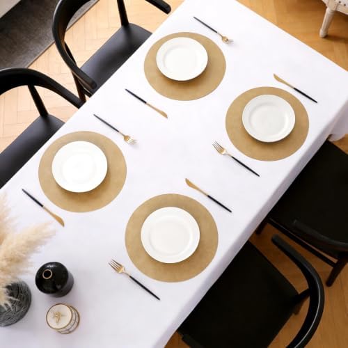 MOSAYT Vinyl Faux Leather Round Placemats Set of 6, 13 Inch, Camel - Image 5