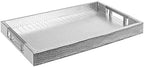 Modern Elegant 17.5"x12" Rectangle Glossy Silver Crocodile Faux Leather Tray Decorative Ottoman Coffee Table Display Perfume Dresser Kitchen Serving Tray with Silver Metal Handles by Home Redefined by HomeRedefined