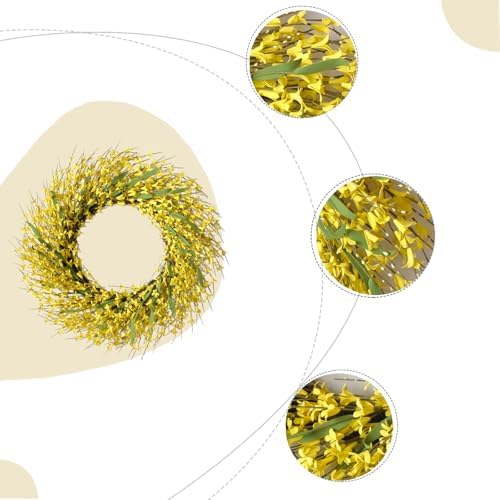 26 Inch Spring Wreaths for Front Door, Large Artificial Forsythia Flowers Wreath, Spring Summer Floral Wreath All Season for Home, Wall, Window, Porch, Wedding, Farmhouse Decor (Yellow) - Image 3