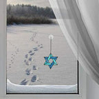 Jewish Star Stained Glass Window Hanging,Star of David Suncatcher - Image 3