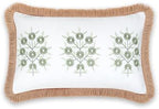 Hofdeco Premium Coastal Patio Indoor Outdoor Lumbar Pillow Cover Only, 12"x20" Water Repellent for Backyard, Couch, Green Embroidered Floral with Fringe - Image 6