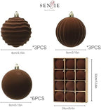 3.15In Brown Velvet Christmas Ornaments Set,12Pcs Flocked Ornaments Balls - Image 4