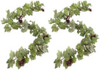 Artificial Grape Vine Leaf Garland Plant with 5 Strings Grapes, 6.5ft Artificial Fake Grape Vines Fake Greenery for Wedding Party Home Indoor Outdoors Decoration (2, Summer Leaf Garland) by SENCOS