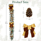 Christmas Garland for Front Door, 6 Foot Artificial Unlit Winter Garland with Pine Cones, Berry Clusters, Bronze Ball Ornaments and Ribbons for Thanksgiving Holiday Christmas Decoration - Image 2