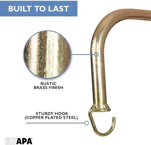 Ilyapa 4 Pack Metal Rustic Brass Plant Wall Hanger Hooks, 7 Inch - Image 3