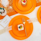 PULOTE 100PCS Orange Plastic Plates - Premium Hard Orange Disposable Include 50 Each(10.25 Inch Dinner & 7.5 Inch Dessert) Plates, Ideal for Party - Image 5