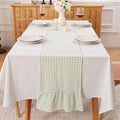 Pile Green White Plaid Gingham Ruffle Table Runner Cabinet Cover 13"x120" by KMASANIJI