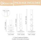 Glasseam Glass Tapered Candlestick Holder 3Pcs Unique Taper for Table Decor - Image 5