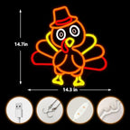 Thanksgiving Turkey Neon Sign Thanksgiving Turkey Decorations Thanksgiving Day Neon Sign for Wall Decor Neon Light Up Sign for Thanksgiving Day Door Wall Art Window Home Party - Image 3